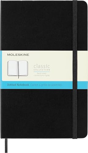 Moleskine Klassisches Notizbuch mit gepunktetem Papier, Hardcover und Gummiband-Verschluss, Farbe Schwarz, Größe Groß 13 x 21 cm, 240 Seiten von Moleskine