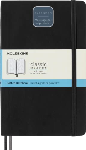Moleskine - Klassisches erweitertes Notizbuch mit gepunktetem Papier - Weicher Umschlag und elastischer Verschluss - Farbe Schwarz - Größe Groß 13 x 21 A5 - 400 Seiten von Moleskine