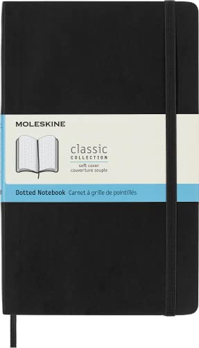 Moleskine Klassisches gepunktetes Notizbuch, weicher Umschlag und elastischer Verschluss, Farbe Schwarz, Größe Groß 13 x 21 A5, 192 Seiten von Moleskine