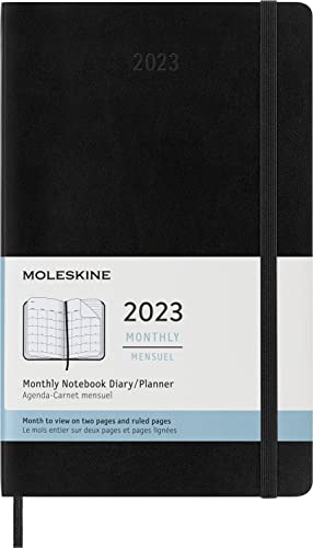 Moleskine Monatsplaner 2023, 12-monatiges Tagebuch, Monatskalender mit Hardcover, Großformat 13 x 21 cm, Farbe Schwarz von Moleskine