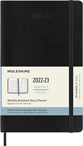 Moleskine Monatsplaner 2023, 18 Monate Kalender, Monatskalender mit Weichem Einband, Maß Large 13 x 21, Farbe: Schwarz von Moleskine