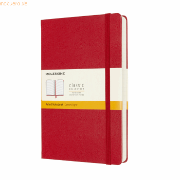 Moleskine Notizbuch Large A5 liniert 200 Blatt Hardcover scharlachrot von Moleskine