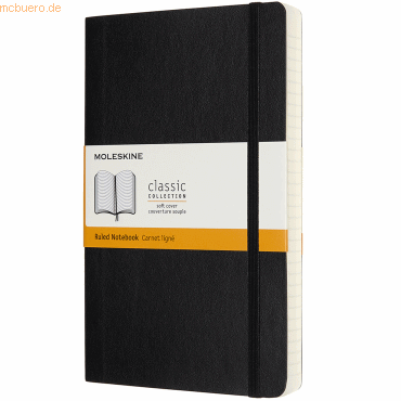 Moleskine Notizbuch Large A5 liniert 200 Blatt Softcover schwarz Moleskine Notizbuch Large A5 liniert 200 Blatt Softcover schwarz von Moleskine