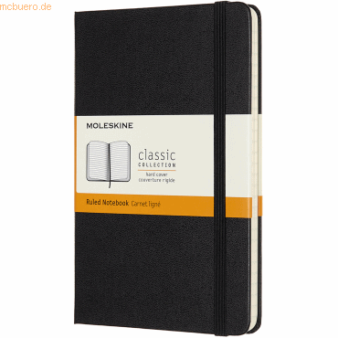 Moleskine Notizbuch Medium 11,5x18cm liniert Hardcover 104 Blatt schwa von Moleskine