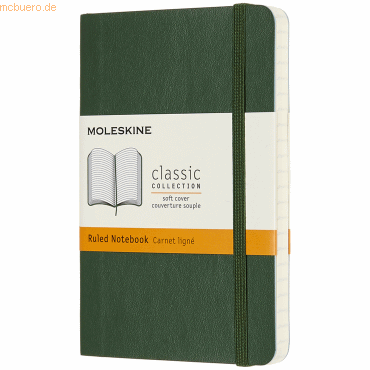 Moleskine Notizbuch Pocket A6 liniert Softcover myrtengrün von Moleskine