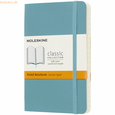 Moleskine Notizbuch Pocket A6 liniert Softcover riffblau von Moleskine