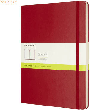 Moleskine Notizbuch XL 19x25cm blanko Hardcover 96 Blatt scharlachrot von Moleskine