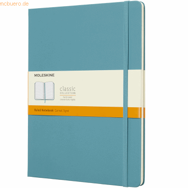 Moleskine Notizbuch XL 19x25cm liniert Hardcover 96 Blatt riffblau von Moleskine