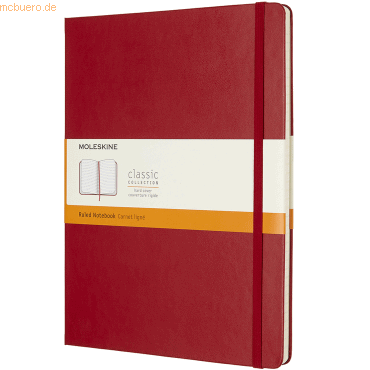 Moleskine Notizbuch XL 19x25cm liniert Hardcover 96 Blatt scharlachrot Moleskine Notizbuch XL 19x25cm liniert Hardcover 96 Blatt scharlachrot von Moleskine