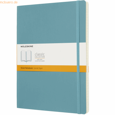 Moleskine Notizbuch XL 19x25cm liniert Softcover riffblau von Moleskine