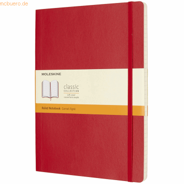 Moleskine Notizbuch XL 19x25cm liniert Softcover scharlachrot Moleskine Notizbuch XL 19x25cm liniert Softcover scharlachrot von Moleskine