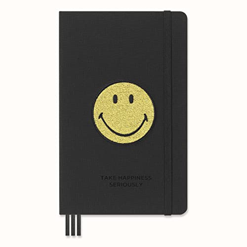 Moleskine - Positivity in Motion, Undatiertes Tagebuch, Limitierte Edition, Smiley Journal mit Hardcover und Elastikverschluss, Großformat 13 x 21, Farbe Schwarz von Moleskine