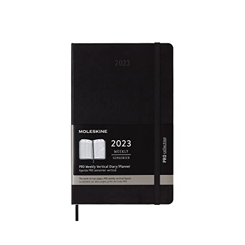 Moleskine Professioneller Wochenplaner 2023, 12-Monats-Wochenkalender mit Vertikalem Layout, Planer mit Stundenaufteilung, Hardcover, Großformat 13 x 21 cm, Farbe Schwarz von Moleskine