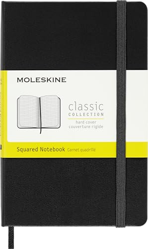 Moleskine - S0102X Klassisches Kariertes Notizbuch - Hardcover mit Elastischem Verschlussband - Farbe Schwarz - Größe Pocket 9 x 14 cm - 208 Seiten von Moleskine