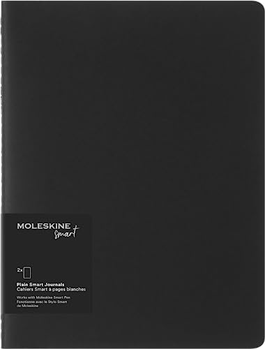 Moleskine Smart Cahier Journals 2er-Set, digitale Cahiers mit weißen Seiten, kompatibel mit Pen+, Kartoneinband, extra großes Format 19 x 25 cm, schwarz, 120 Seiten von Moleskine