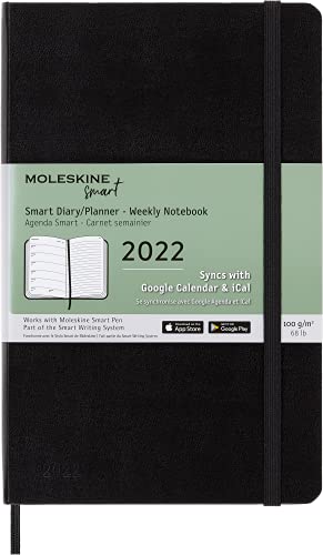 Moleskine - Smart Diary 12 Monate, Digitaler Kalender Planer 2022, Digitaler Wochenplaner, Wochenplanerverwaltung, Hard Cover, Format Groß 13 x 21, 176 Seiten, Farbe Schwarz von Moleskine