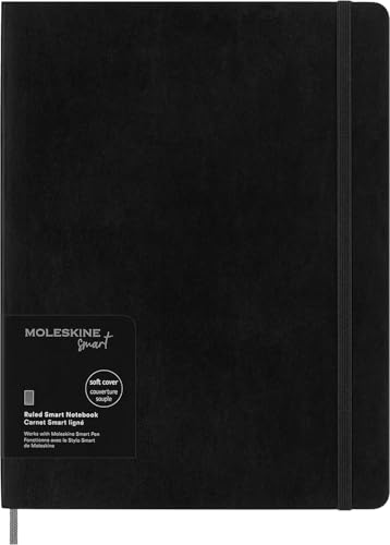 Moleskine Smart Notebook, Smart Writing System, Digitales Smart-Notizbuch mit Weichem Einband, Linierten Seiten und Praktischem Gummizugverschluss, XL- Format 19 x 25, Farbe: Schwarz von Moleskine