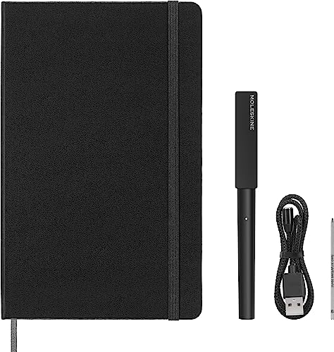 Moleskine Smart Writing Set, Smart Notebook mit Smart Pen, Moleskine Smart Notebook, Digitales Notizbuch mit Linierten Seiten, Groß, 13x21 cm, Schwarz von Moleskine