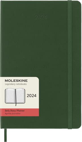 Moleskine Tagesplaner 12 Monate 2024, Planer 2024, Großes Format 13x21, Hardcover und elastischer Verschluss, Grüne Myrte Farbe Moleskine Tagesplaner 12 Monate 2024, Planer 2024, Großes Format 13x21, Hardcover und elastischer Verschluss, Grüne Myrte Farbe von Moleskine
