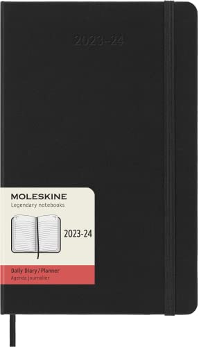 Moleskine Tagesplaner 2023-2024, 18-Monate-Kalender, Hardcover-Tagesplaner, Großformat 13 x 21 cm, Farbe: Schwarz von Moleskine