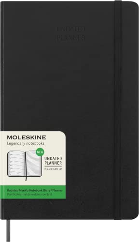 Moleskine Undatierte Wochenplaner, Klassischer Wochenterminkalender für 12 Monate mit Hartcover und elastischem Verschluss, Größe Large 13 x 21 cm, Schwarz von Moleskine