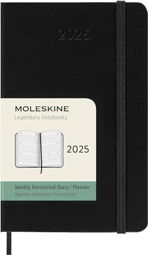 Moleskine Weekly Planner, Horizontale 12-Monats-Wochenplaner 2025, Fester Einband und Elastischer Verschluss, Farbe Schwarz, TaschenFormat 9x14 cm Moleskine Weekly Planner, Horizontale 12-Monats-Wochenplaner 2025, Fester Einband und Elastischer Verschluss, Farbe Schwarz, TaschenFormat 9x14 cm von Moleskine