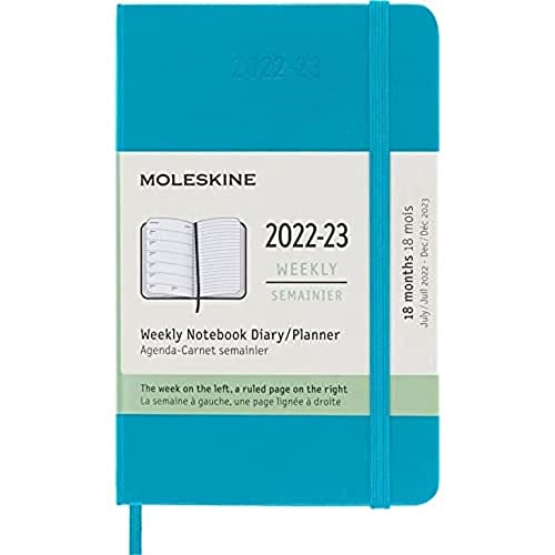Moleskine - Weekly Planner 18 Months 2022-2023, Weekly Planner With Hard Cover And Elastic Closure, Size Pocket, 9 x 14 cm, Color Blue von Moleskine