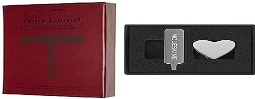 Moleskine Wine Journal Herz Notizbuch Pin, Hardcover-Notizbuch 13x21cm zum Organisieren von Wein 13x21cm, Silberfarbene Herz-Nadel, Personalisierte Geschenkideen von Moleskine