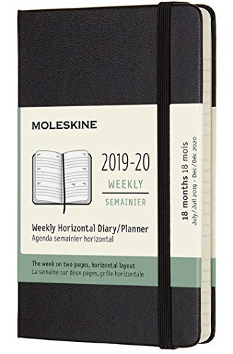 Moleskine Wochenkalender, Taschenkalender, 18 Monate, 2019/2020, Horizontal, Pocket, A6, Hard Cover, Schwarz von Moleskine