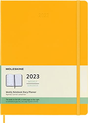 Moleskine Wochenplaner 2023, 12-Monats-Wochenkalender, Wochenplaner und Notizbuch, Hardcover, XL-Größe 19 x 25 cm, Farbe Orange-Gelb von Moleskine