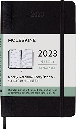 Moleskine Wochenplaner 2023, 12-Monats-Wochenkalender, Wochenplaner und Notizbuch, Softcover, Taschenformat 9 x 14 cm, Farbe Schwarz von Moleskine