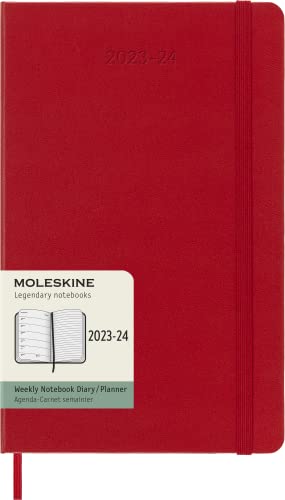 Moleskine Wochenplaner 2023-2024, 18-Monate-Kalender, Akademischer Terminkalender, Hardcover-Wochenplaner, Großformat 13 x 21 cm, Farbe: Kaminrot von Moleskine