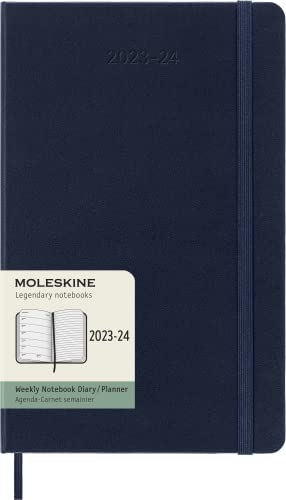 Moleskine Wochenplaner 2023-2024, 18-Monate-Kalender, Akademischer Terminkalender, Hardcover-Wochenplaner, Großformat 13 x 21 cm, Farbe: Saphirblau von Moleskine
