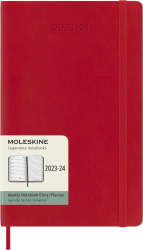 Moleskine Wochenplaner 2023-2024, 18-Monate-Kalender, Akademischer Terminkalender, Softcover-Wochenplaner, Großformat 13 x 21 cm, Farbe: Kaminrot von Moleskine