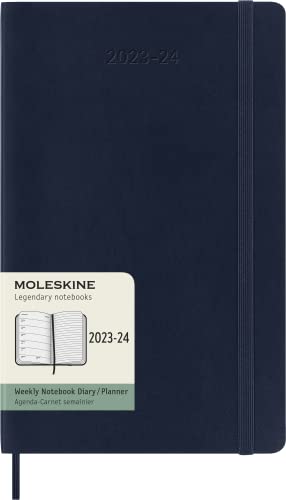 Moleskine Wochenplaner 2023-2024, 18-Monate-Kalender, Akademischer Terminkalender, Softcover-Wochenplaner, Großformat 13 x 21 cm, Farbe: Saphirblau von Moleskine