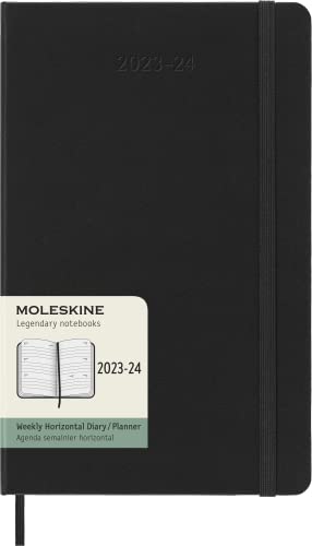 Moleskine Wochenplaner 2023-2024, Horizontaler 18-Monate-Kalender, Hardcover-Wochenplaner, Großformat 13 x 21 cm, Farbe: Schwarz von Moleskine