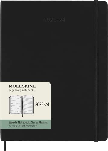 Moleskine Wochenplaner 2023-2024,18-Monate-Kalender, Akademischer Terminkalender, Hardcover-Wochenplaner, XL-Format 19 x 25 cm, Farbe: Schwarz von Moleskine