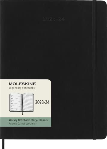 Moleskine Wochenplaner 2023-2024,18-Monate-Kalender, Akademischer Terminkalender, Softcover-Wochenplaner, XL-Format 19 x 25 cm, Farbe: Schwarz von Moleskine