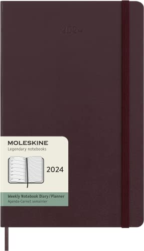 Moleskine Wochenplaner mit Platz für Notizen, 12 Monate 2024, Agenda 2024, Large 13x21, Hardcover mit Gummizugverschluss, Farbe Burgunderrot Moleskine Wochenplaner mit Platz für Notizen, 12 Monate 2024, Agenda 2024, Large 13x21, Hardcover mit Gummizugverschluss, Farbe Burgunderrot von Moleskine