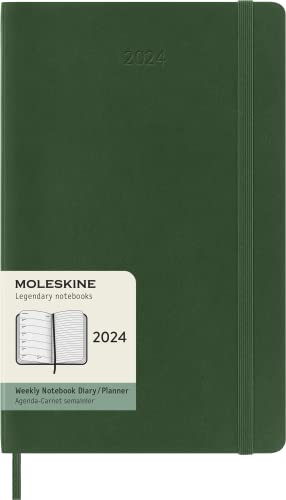 Moleskine Wochenplaner mit Platz für Notizen 12 Monate 2024, Planer 2024, Großformat 13x21, Weicher Einband und elastischer Verschluss, Farbe Myrte Grün Moleskine Wochenplaner mit Platz für Notizen 12 Monate 2024, Planer 2024, Großformat 13x21, Weicher Einband und elastischer Verschluss, Farbe Myrte Grün von Moleskine