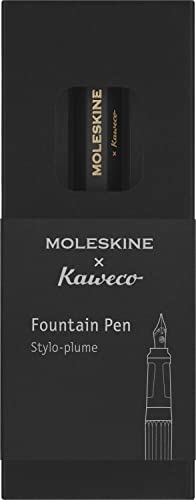 Moleskine x Kaweco Füllfederhalter aus ABS-Kunststoff mit Vergoldeter Feder der Größe M für Schriftsteller, Notizenmacher, Inklusive Blauer Tintenpatrone, Farbe Schwarz von Moleskine