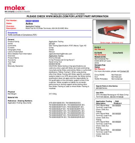Molex 638192000 Crimpzange von Molex