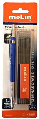 Molin PM382 – 01 – Blister Druckbleistift Fallbleistift Metall 2 mm + ROHR Minen von Molin