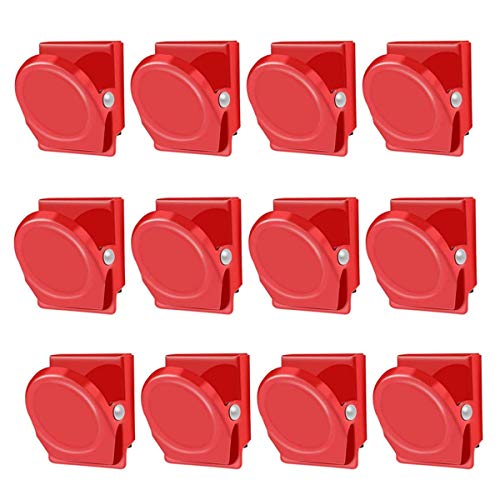 Molinter Magnet Klammer kühlschrank Magnetclips Metall Clips Kühlschrankmagnete für Whiteboard Wandnotiz Magnetische Binder Ordner Küche 12 Stücke/set (Rot) von Molinter