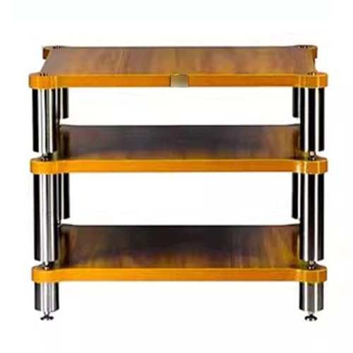 3-stufiges HiFi-Rack AV-Regal HiFi-Massivholz-Audio-Rack-Lautsprecher-Verstärkerschrank TV-Ständer Mit Medienablagen Audio-Video-Komponenten (Color : Wood Color, S : 60 * 60 * 48cm) von MollyYou