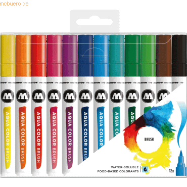 Molotow Aquarellstift Color Brush Aqua Basic Set 1 1-2mm sortiert VE=1 von Molotow