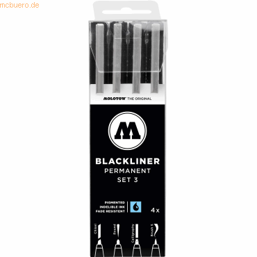 Molotow Blackliner Set 3 schwarz VE=je 1 Chisel, Round, Calligraphy, B von Molotow