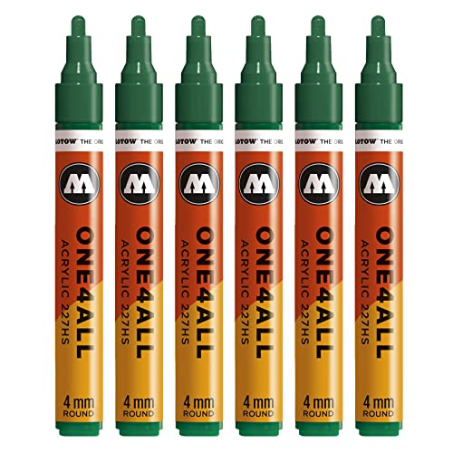 Molotow One4All 227HS Acryl Marker (4,0 mm Strichstärke, hochdeckend und permanent, UV-beständig, für fast alle Untergründe) 6 Stück Farbe 096 MISTER GREEN von Molotow