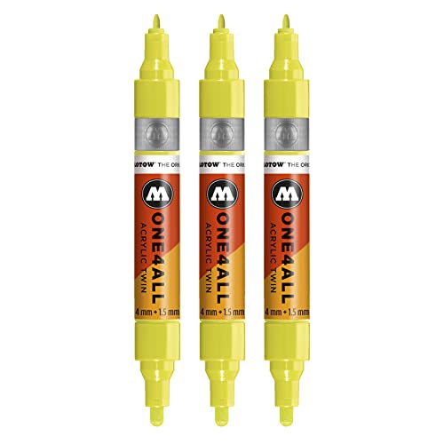 Molotow One4All Acrylic Twin Marker (Strichstärke 1,5 mm und 4 mm, hochdeckend und permanent) 3 Stück Farbe 236 giftgrün von Molotow