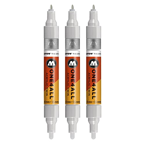 Molotow One4All Acrylic Twin Marker (Strichstärke 1,5 mm und 4 mm, hochdeckend und permanent) 3 Stück Farbe 237 grau blau hell von Molotow